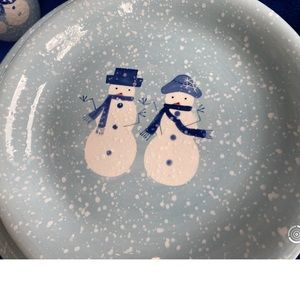 Target Home Winterfrost-Blue/White Snowman Couple 8"Salad/Dessert Plate